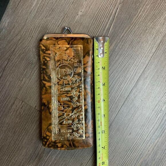 Vintage Coin Purse Wallet Kiss Lock Egyptian Tortishell Gold Hieroglyphs - Picture 7 of 8